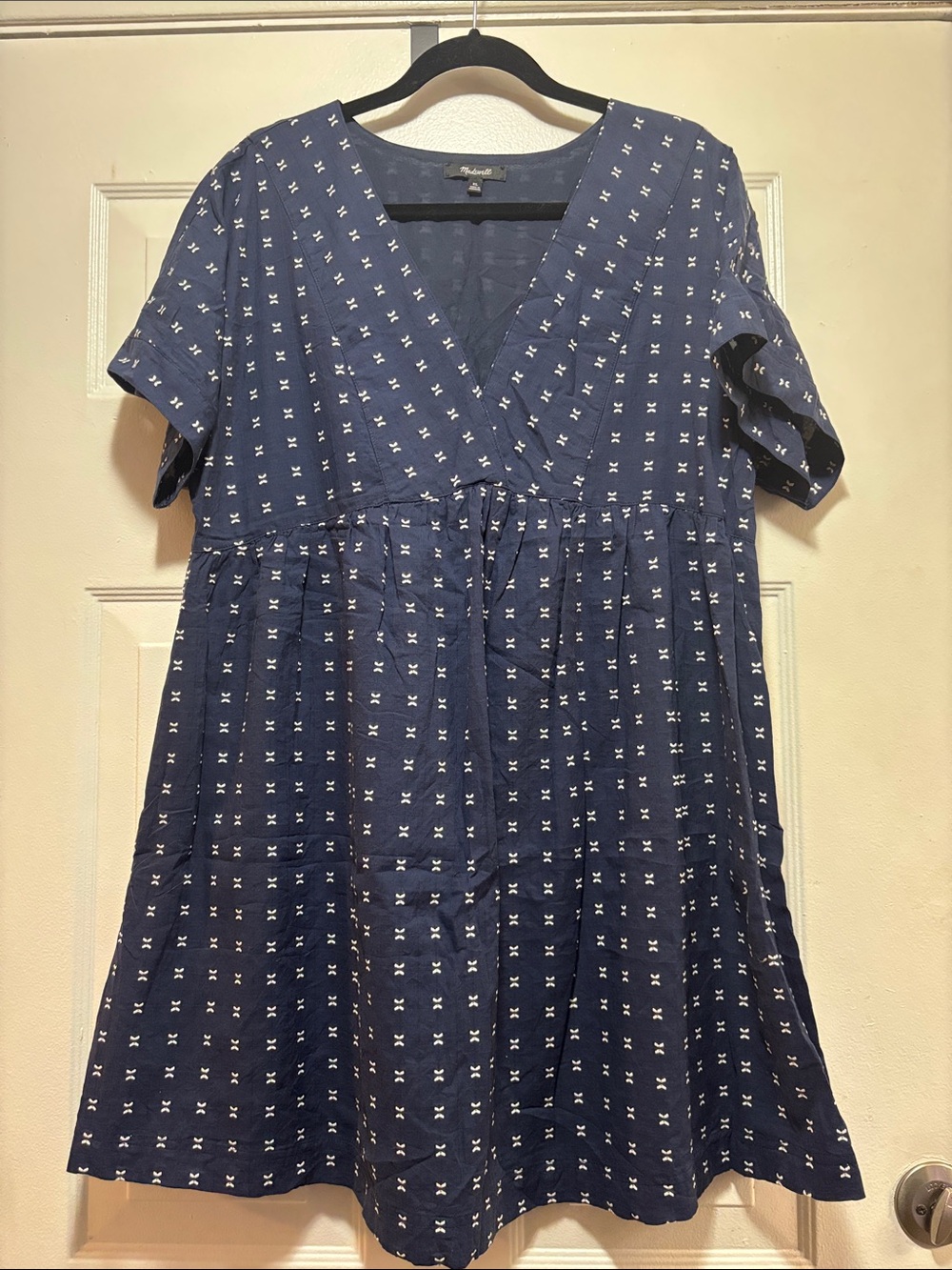 Madewell Navy Blue Mini Dress with White Dot Pattern